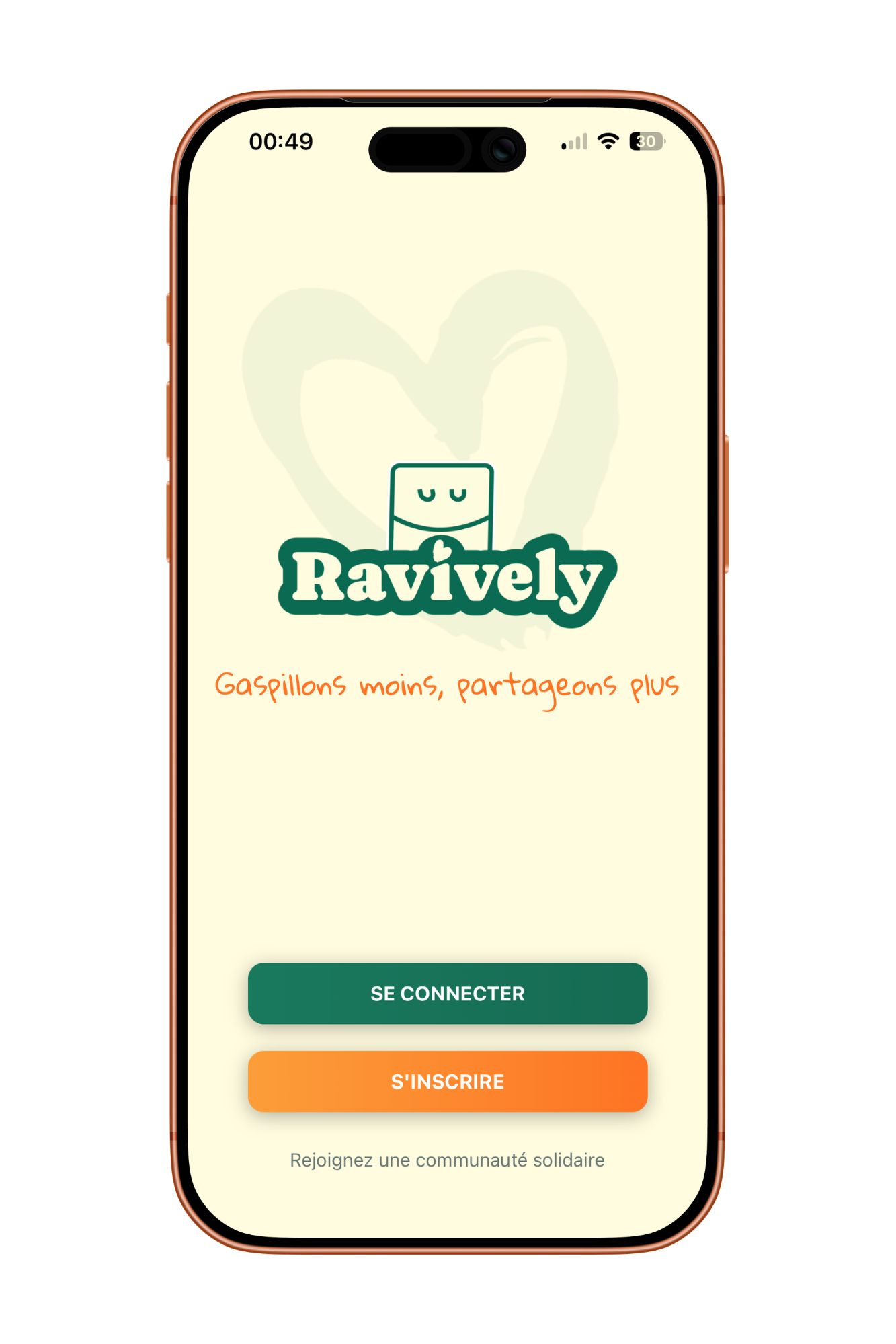 Écran de connexion Ravively